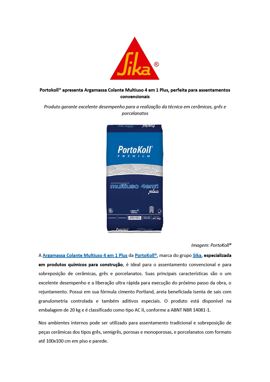 Release Argamassa Colante Multiuso 4 em 1 Plus